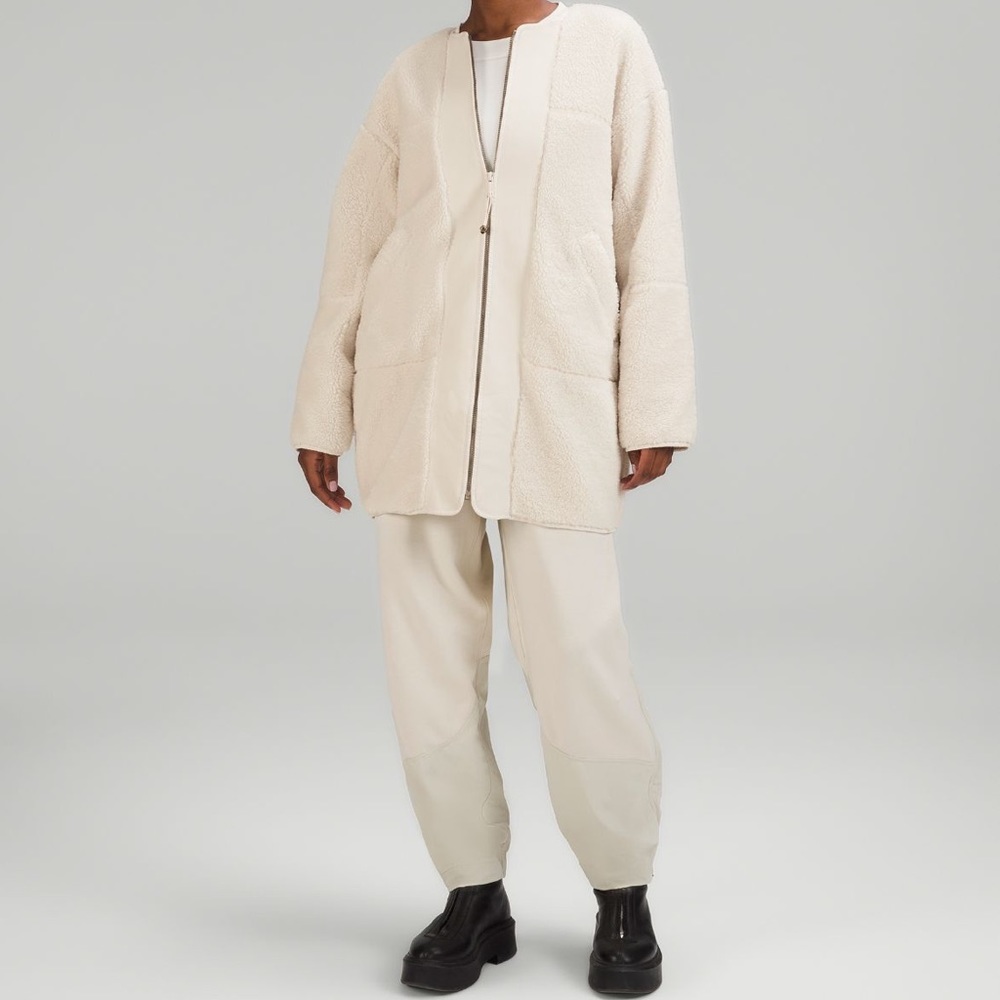 LULULEMON • OPAL WHITE (light cream) FULL ZIP TEXTURED FLEECE